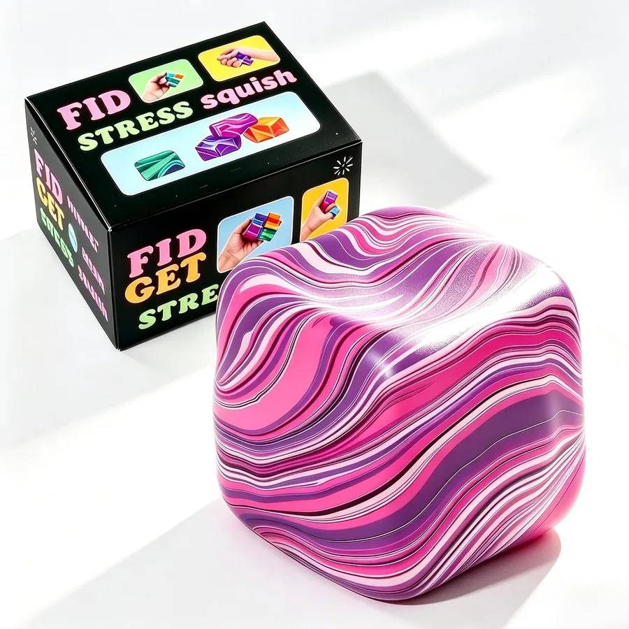 1 Pack Fidget Toys Squishy Stress Cube, Stress Balls for Kids Adults Squishies Stress Relief, Ice Sugar Sensory Toys for Kids with Autism, Fidgets for Classroom Prize Toys(Pink,1 Pack)