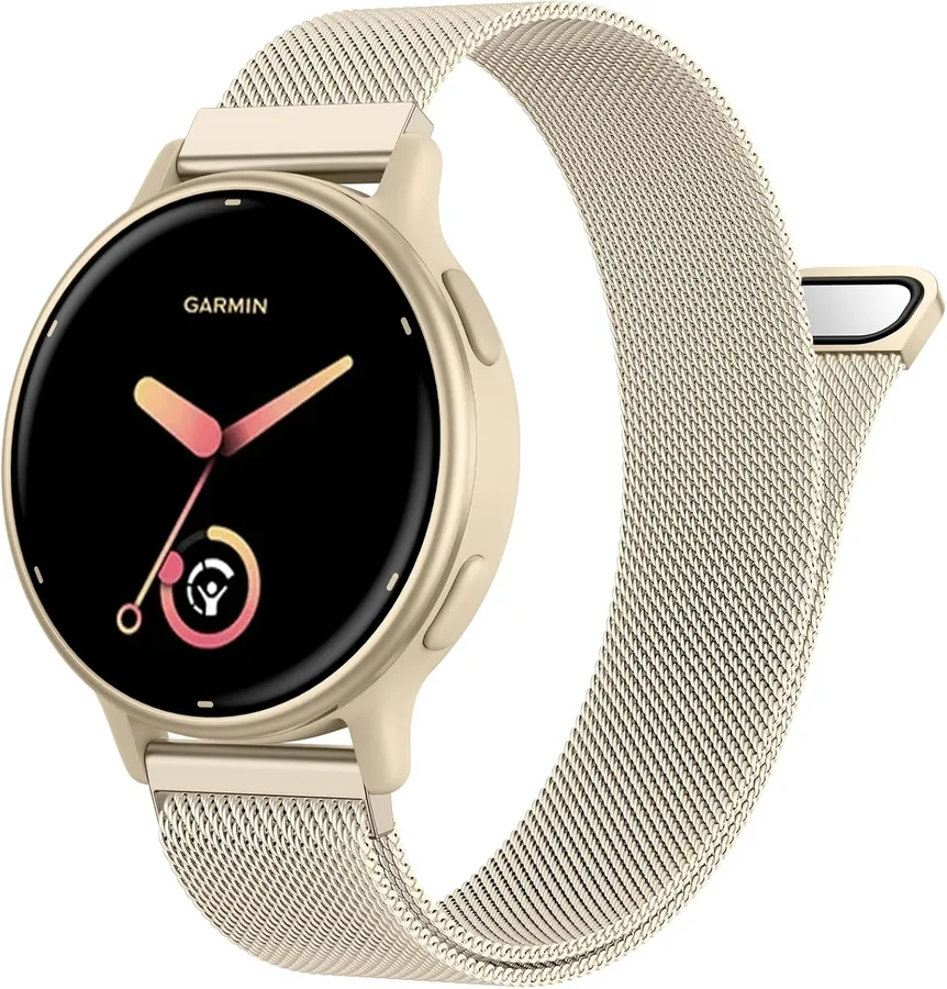 18mm 20mm 22mm Metal Band Compatible with Garmin Vivoactive 5/6/3 Watch Bands, Quick Release Stainless Steel Magnetic Strap f