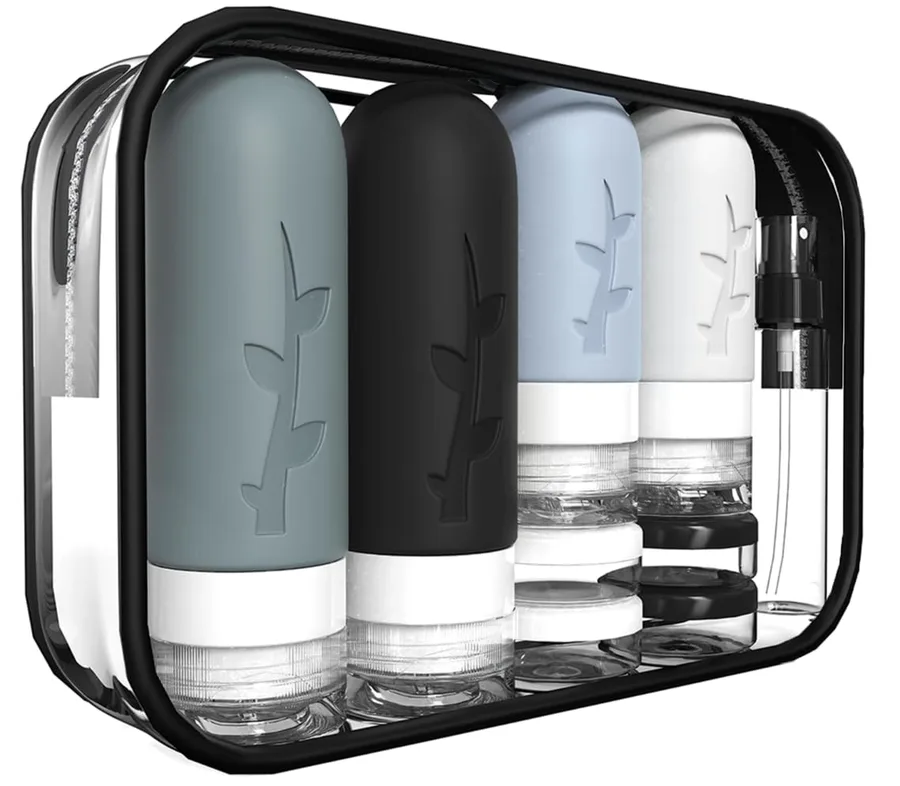 18pack Travel Bottles for Toiletries,TSA Approved Silicone Travel Containers for Toiletries,Leak Proof Refillable Liqus Shamp