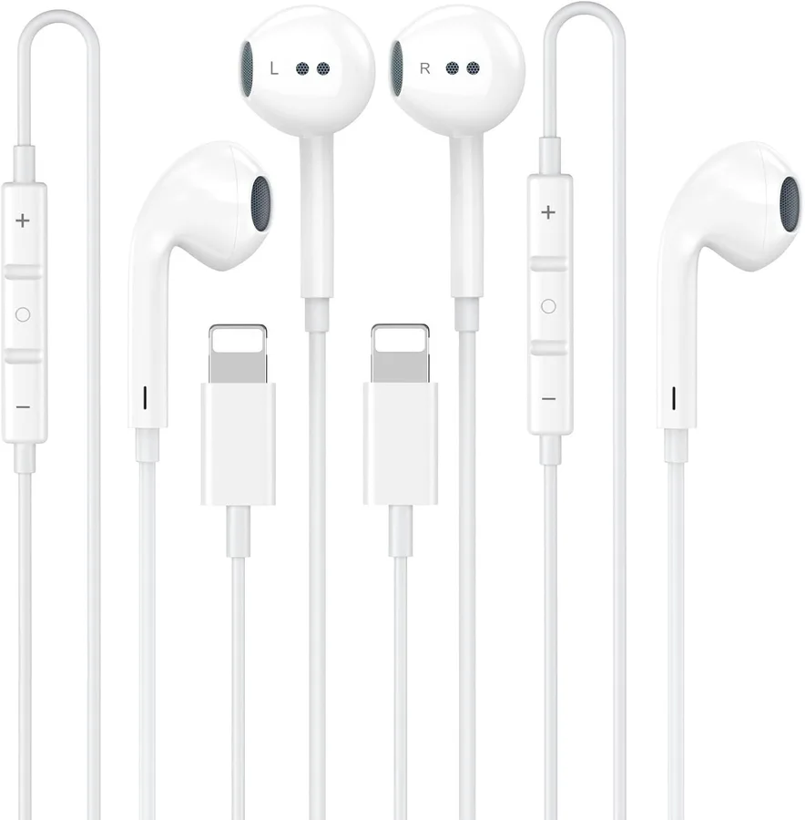 2 Pack [Apple MFi Certified] Wired Headphones for iPhone Earphones/Earbuds Built-in Microphone & Volume Control Nosie Reducti