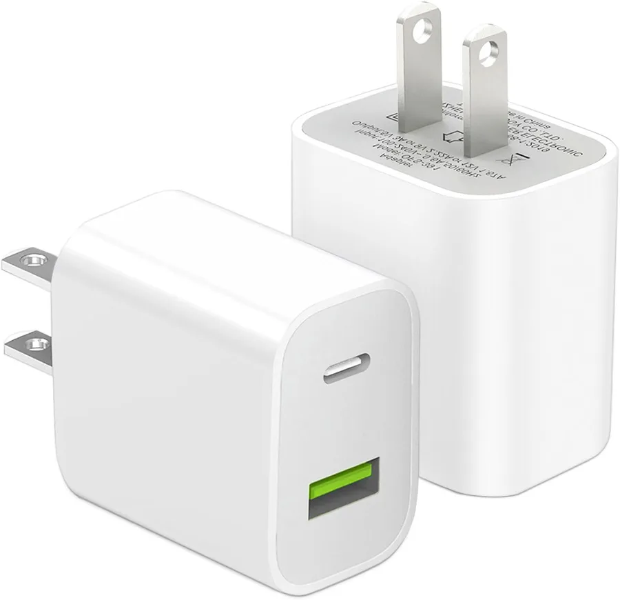 2 Pack USB C Charger Block, Dual Port Type C Wall Charger Fast Charging 20W Power Adapter Cube for iPhone 14/14 Pro/14 Pro Ma
