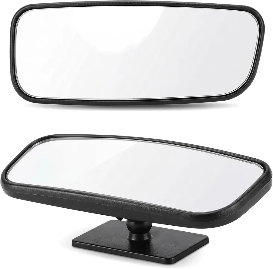 2 PCS Blind Spot Mirror, 3.7"x1.4" Rectangular Curved Wide Angle HD Anti-Glare Side Mirror Blindspot, Adjustable Bracket Car Mirror Accessories Universal for Cars Trucks SUVs Black