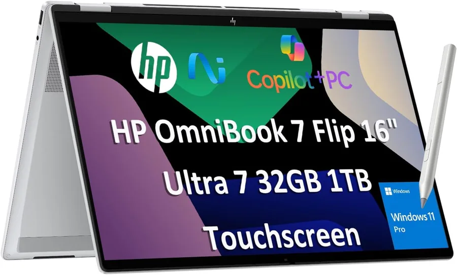 2026 HP OmniBook 7 Flip (Next Gen Envy x360) 2-in-1 Laptop (16" FHD+ Touchscreen, Intel Ultra 7 258V, 32GB DDR5 RAM, 1TB SSD,