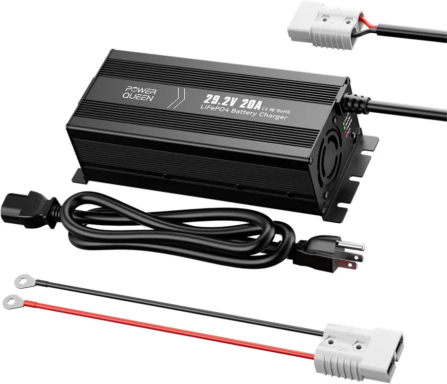 24V 20A LiFePO4 Battery Charger,Smart 24V Lithium Battery Maintainer,Fully Automatic Rechargeable 25.6V (29.2V) LiFePO4 Battery Charger with Multi Safety Protections,0V Activation Function