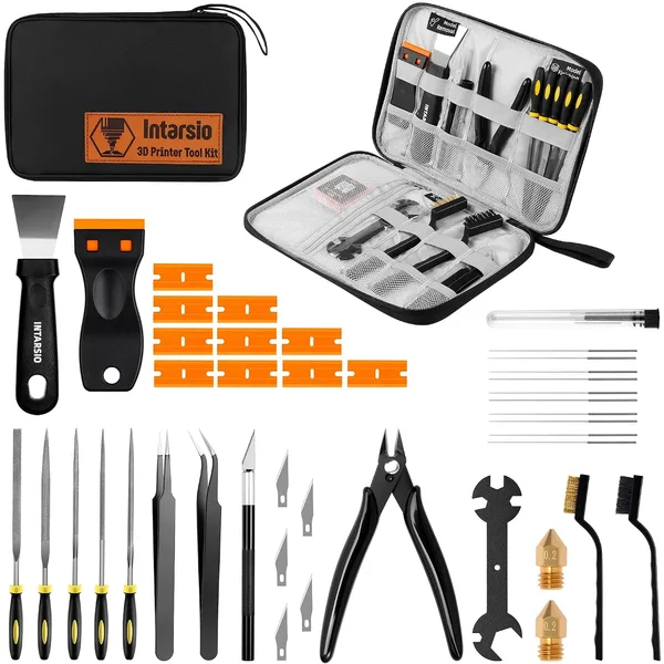 3D Printer Tools Kit, 34pcs 3D Printer Accessories for All FDM/SLA Printers Includes Nozzle Cleaning, Removal Scrapers, Finis
