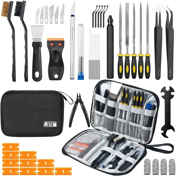 50Pcs 3D Printer Tool Kit & Accessories for All FDM/SLA Printers, Includes Nozzle Cleaning Kit, Scraper, Deburring Tool, File