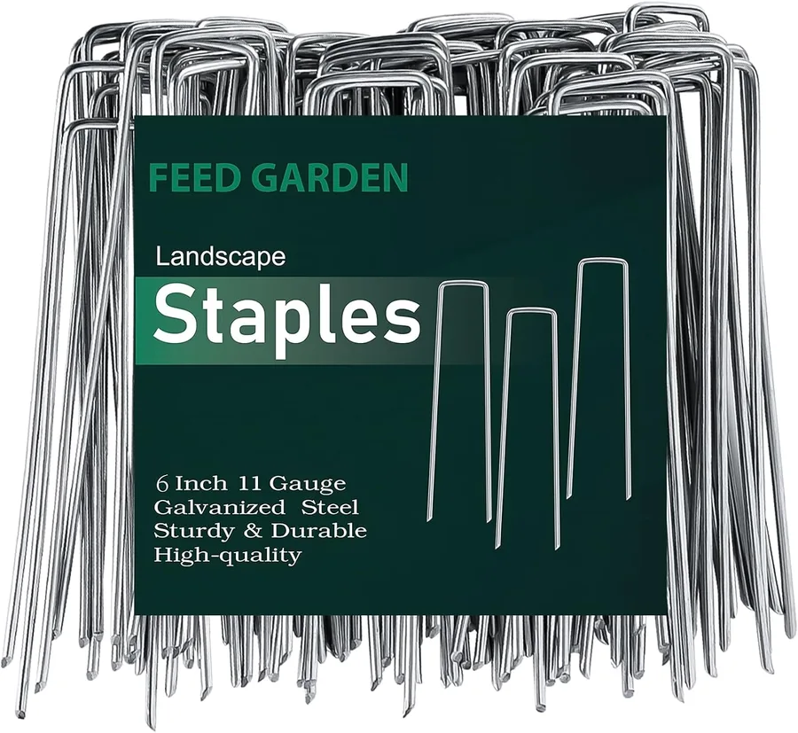 6 Inch 50 Pack Hot-dip Galvanized Landscape Staples Plant Cover Spikes 11 Gauge Tent Stakes Garden Stakes Landscaping Fabric SOD Pins Yard Pins for Decoration Weed Barrier Fabric