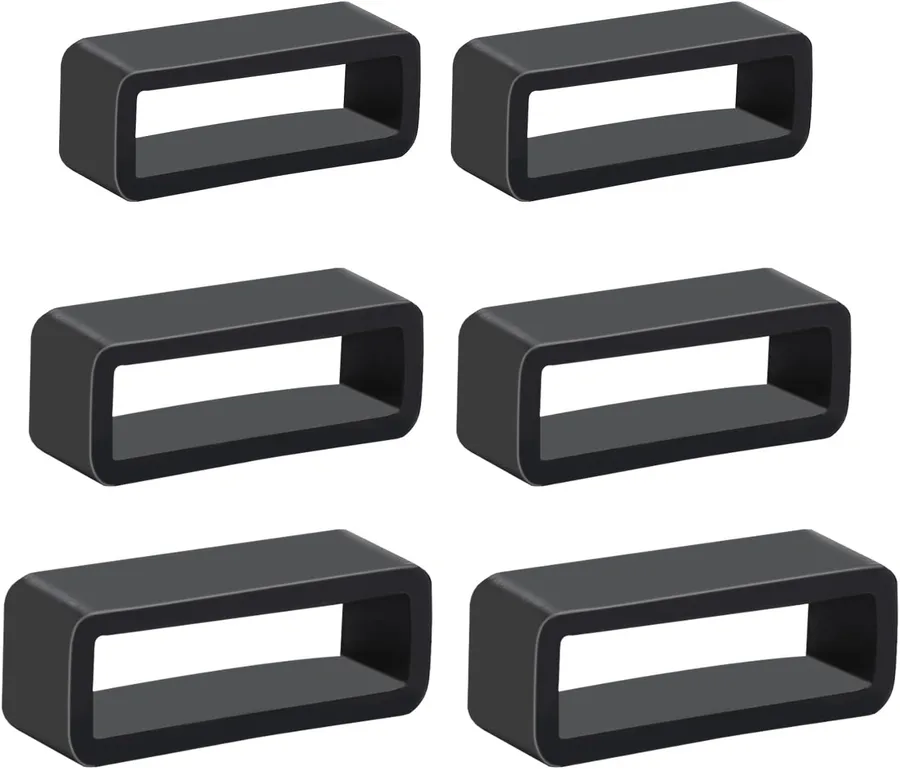 6 Pcs Watch Band Keepers, 18mm/20mm/22mm Silicone Watch Strap Holder Loops Watch Strap Retainer Black Rubber Watch Strap Keep