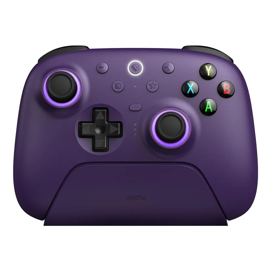 8Bitdo Ultimate 2 Wireless Controller for PC, Apple, Steam &Android, Purple | TMR Joysticks, Hall/Tactile Triggers, 8Speed 2.4G, 1000Hz Polling Rate, Motion Control, RGB Fire Ring, Charging Dock