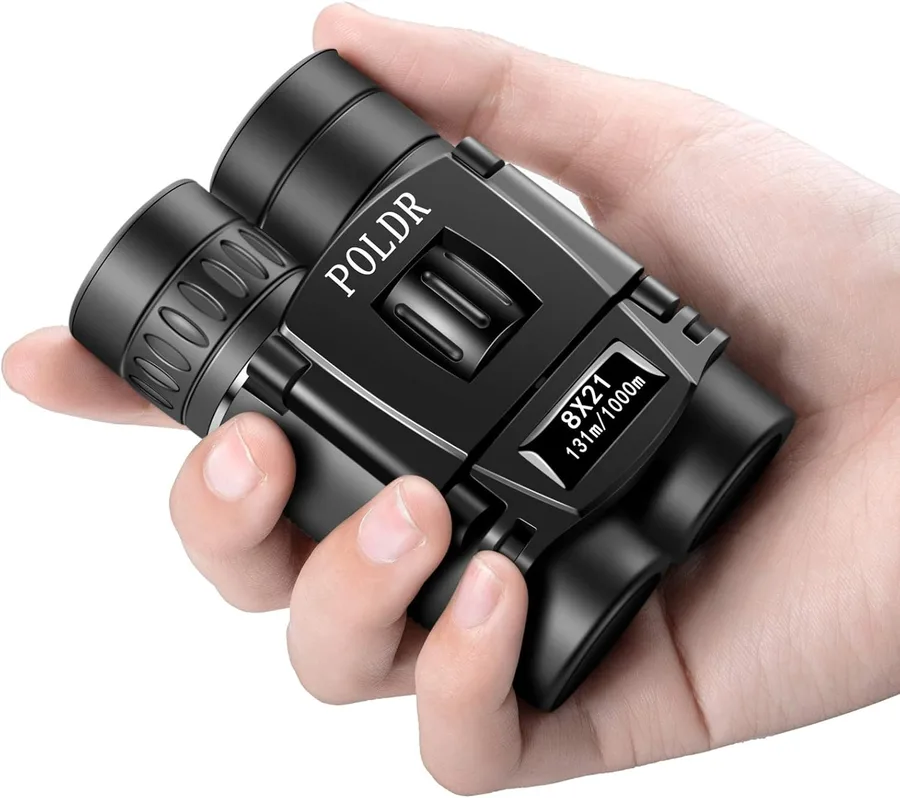 8x21 Small Compact Binoculars for Adults, Travel Hiking Essentials | Mini Pocket, Foldable, Lightweight, BAK4 FMC Optics for Bird Watching Concert Opera, Waterproof, with Strap