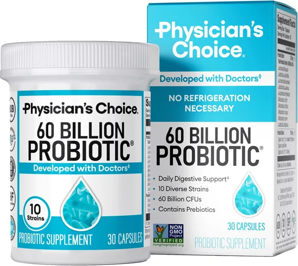 Physician's Choice Пробіотики 60 млрд КУО, 10 штамів + пребіотики, 30 капсул