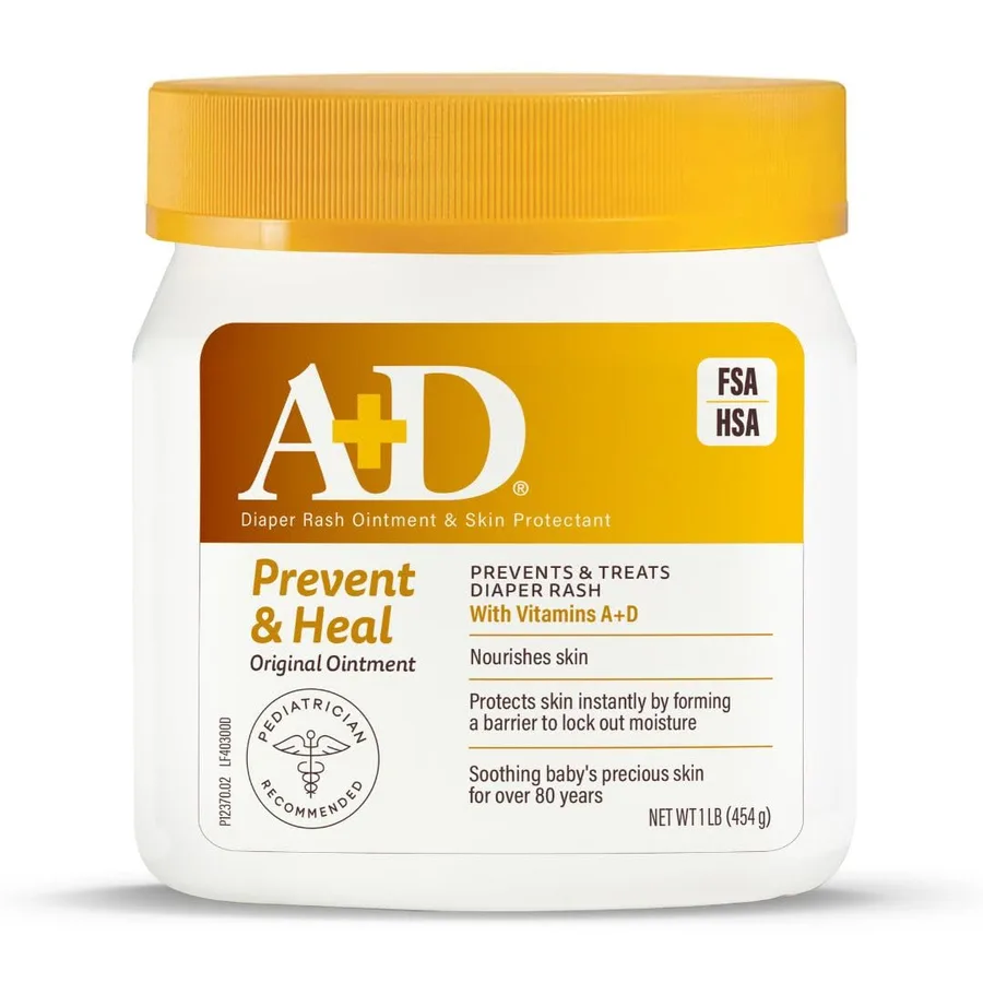 A+D Original Diaper Rash Ointment Prevents & Treats Diaper Rash, Moisturizing Skin Protectant with Vitamins A & D, Healing Sk