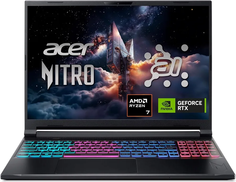 Acer Nitro V 16S AI Gaming Laptop | AMD Ryzen 7 260 Processor | NVIDIA GeForce RTX 5060 Laptop GPU (572 AI Tops) | 16" WUXGA
