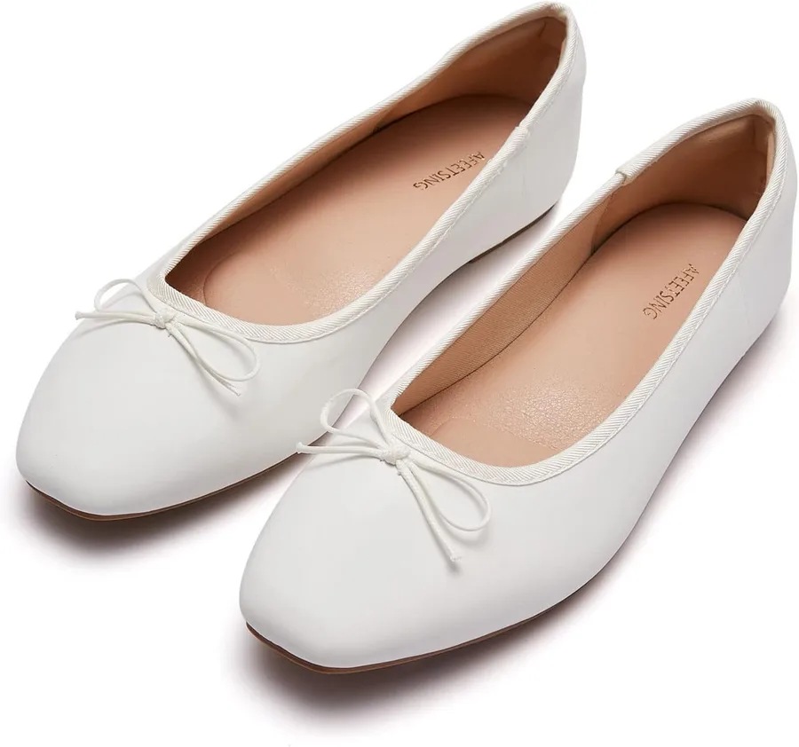 AFEETSING Women's Round Toe Ballet Flats Comfortable Bow Dressy Flats Shoes for Women