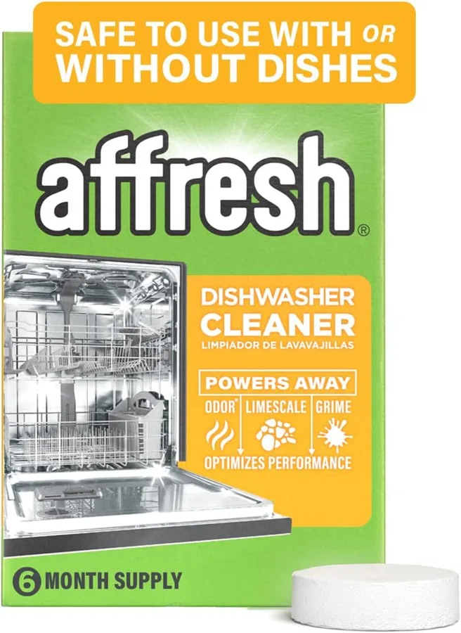 Affresh Dishwasher Cleaner, Helps Power Away Odor Causing Residues & Grime Inside Pump, Tub & Hoses, 6 Tablets, 6 Month Suppl