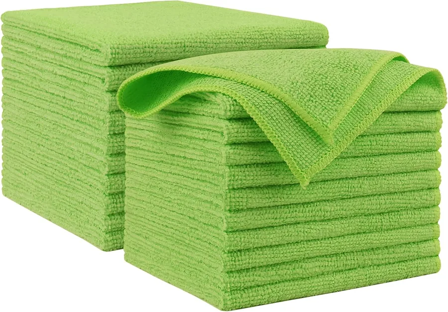 AIDEA Microfiber Cleaning Cloth-20PK, Microfiber Towels for Cars, 12"×12" | Premium Car Cloths, Dusting Cloth Cleaning Rags, Absorbent Towels for SUVs, House, Kitchen, Window, Cleaning Supplies, Green