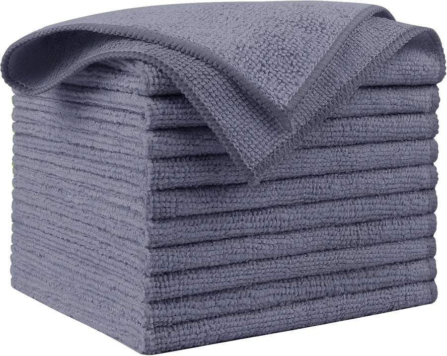 AIDEA Microfiber Cleaning Cloth Grey 10PK, Microfiber Towels 12"×12" | Premium Car Towels,Dusting Cloth Cleaning Rags,Cleaning Towels for SUVs, House, Kitchen, Window, Workshops, Cleaning Supplies
