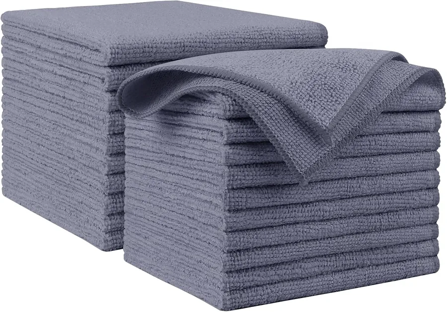 AIDEA Microfiber Cleaning Cloth Grey 20PK, Microfiber Towels 12"×12" | Premium Car Towels,Dusting Cloth Cleaning Rags,Cleaning Towels for SUVs, House, Kitchen, Window, Workshops, Cleaning Supplies