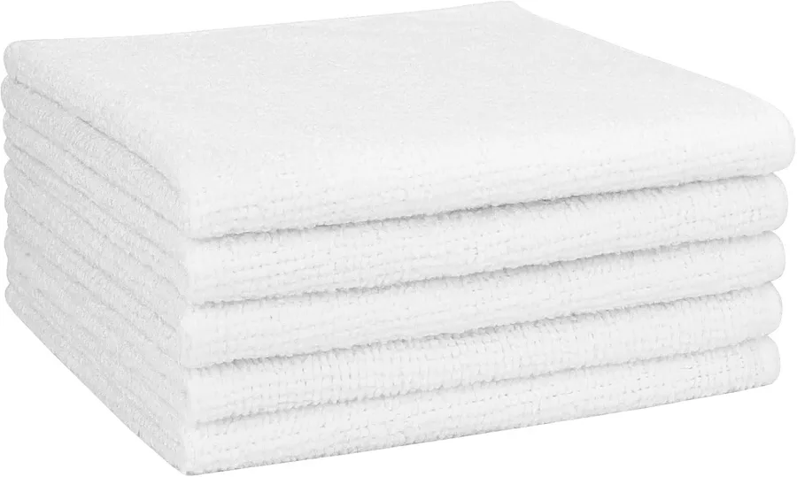 AIDEA White Microfiber Cleaning Cloth 5PK, Cleaning Rags, 12×12" | Microfiber Towels for Cars, Premium Car Cloths, Lint Free Dusting Cloth for SUVs, House, Kitchen, Window, Workshops,