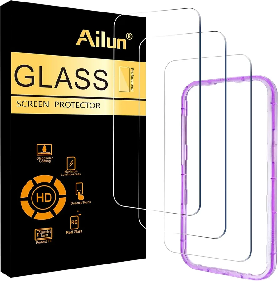 Ailun 3 Pack Screen Protector for iPhone 17 Pro Max [6.9 inch] with Installation Frame, Tempered Glass, Sensor Protection, Dy