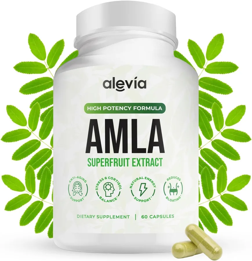 Alevia Organic Amla Capsules 1000mg – Indian Gooseberry Amla Fruit Supplement – Organic Amla Powder Organic for Antioxidant,