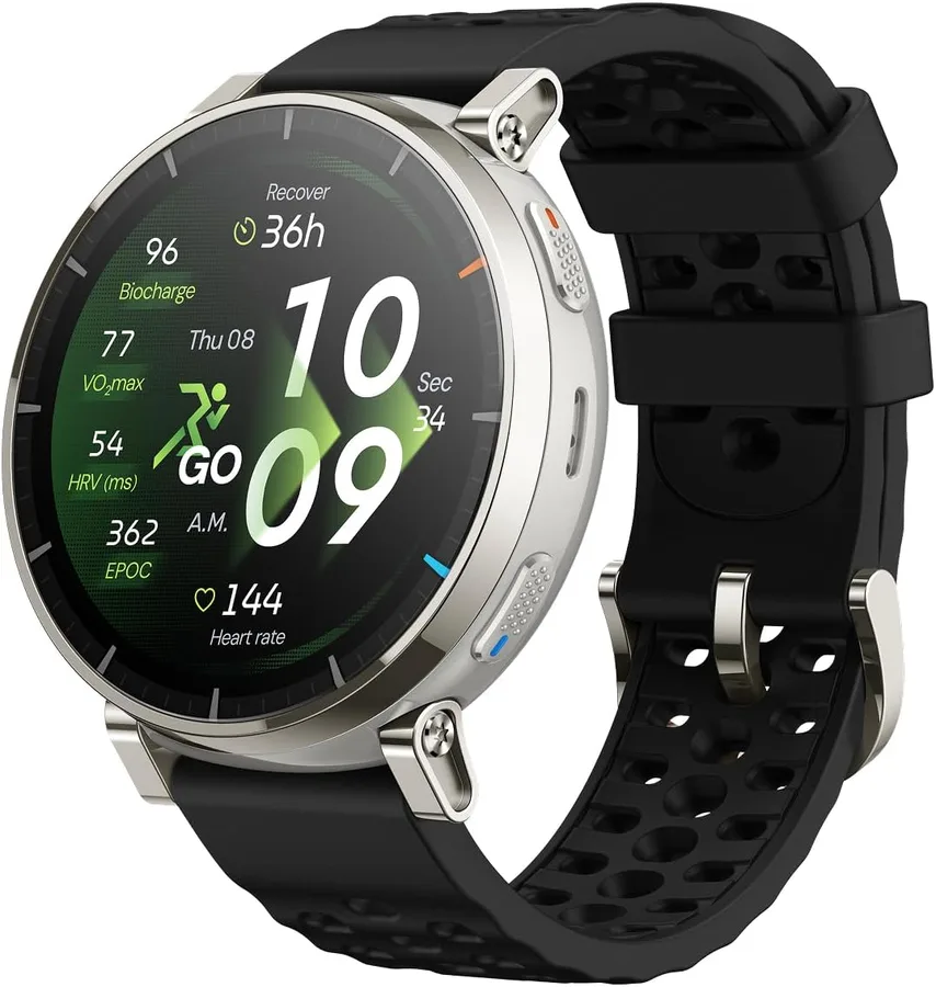 Amazfit Active 3 Premium GPS Running Smart Watch, 1.32" AMOLED Sapphire Display, 12-Day Battery, 4GB Storage, Offline Maps, 1