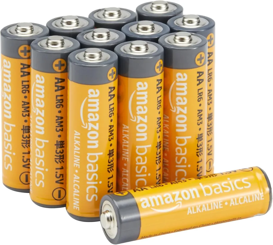 Amazon Basics 12-Pack AA Alkaline Batteries, 1.5 Volt, Long Lasting Power, 10-Year Shelf Life