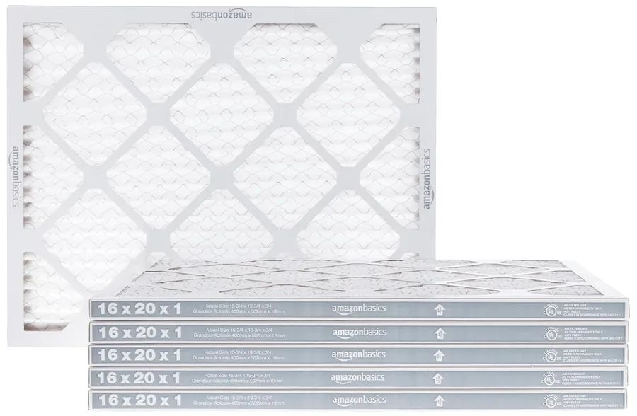 Amazon Basics 16x20x1 Air Filter 6-Pack, MERV 8 AC Furnace Filters, Allergy Control, Removes Dust, Lint and Pollen, Electrost