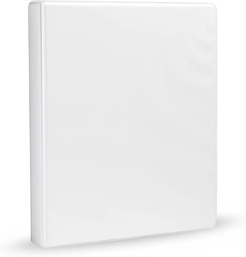 Amazon Basics 3-Ring Binder, 1-Inch, Customizable, with Pockets for Organization, White, 1-Pack