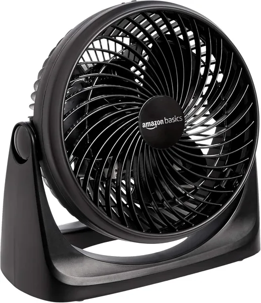 Amazon Basics Air Circulator Desk Fan for Bedroom, Home and Office, 90-Degree Tilt Head, 3 Speed Settings, Cooling, 35 Watts,