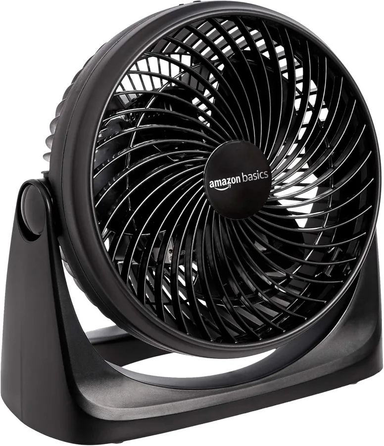 Amazon Basics Air Circulator Desk Fan for Bedroom, Home and Office, 90-Degree Tilt Head, 3 Speed Settings, Cooling, 35 Watts,