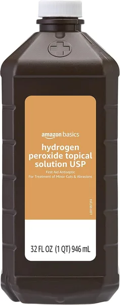 Amazon Basics Hydrogen Peroxide Topical Solution USP, First Aid Antiseptic for Cuts, Scrapes and Wound Disinfection, 32 fl oz