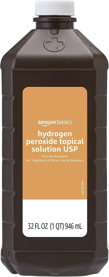 Amazon Basics Hydrogen Peroxide Topical Solution USP, First Aid Antiseptic for Cuts, Scrapes and Wound Disinfection, 32 fl oz
