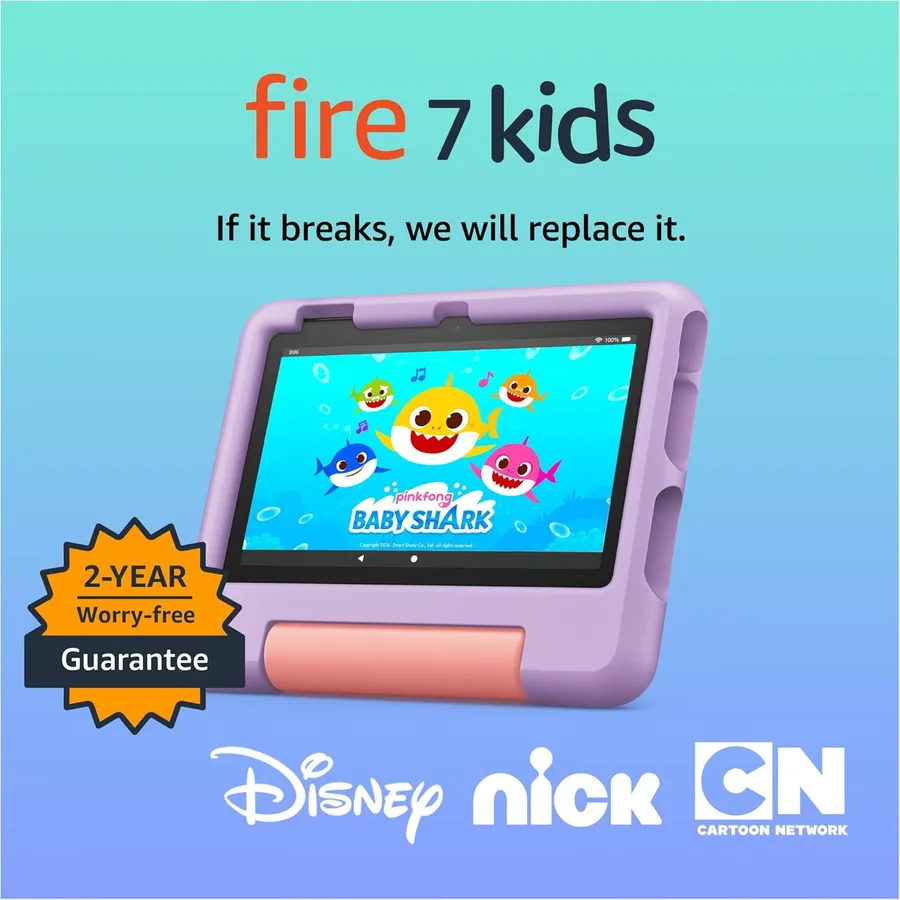 Amazon Fire 7 Kids tablet (newest model) ages 3-7. Top-selling 7" kids tablet on Amazon. Includes ad-free and exclusive conte