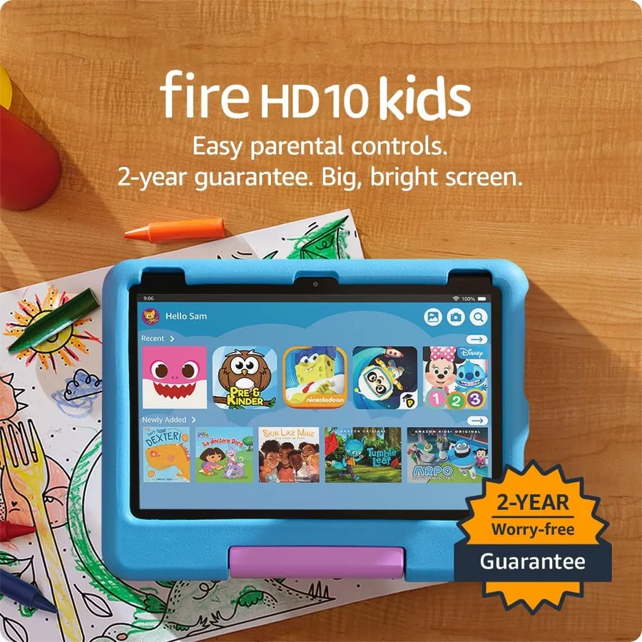 Amazon Fire HD 10 Kids tablet (newest model) ages 3-7 | Bright 10.1" HD screen with included ad-free and exclusive content, r
