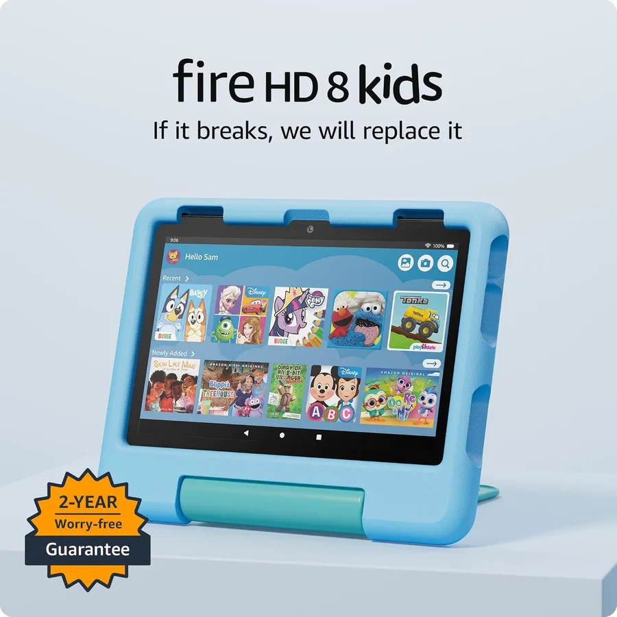 Amazon Fire HD 8 Kids tablet (newest model), ages 3-7. With bright 8" HD screen. Includes ad-free and exclusive content, pare
