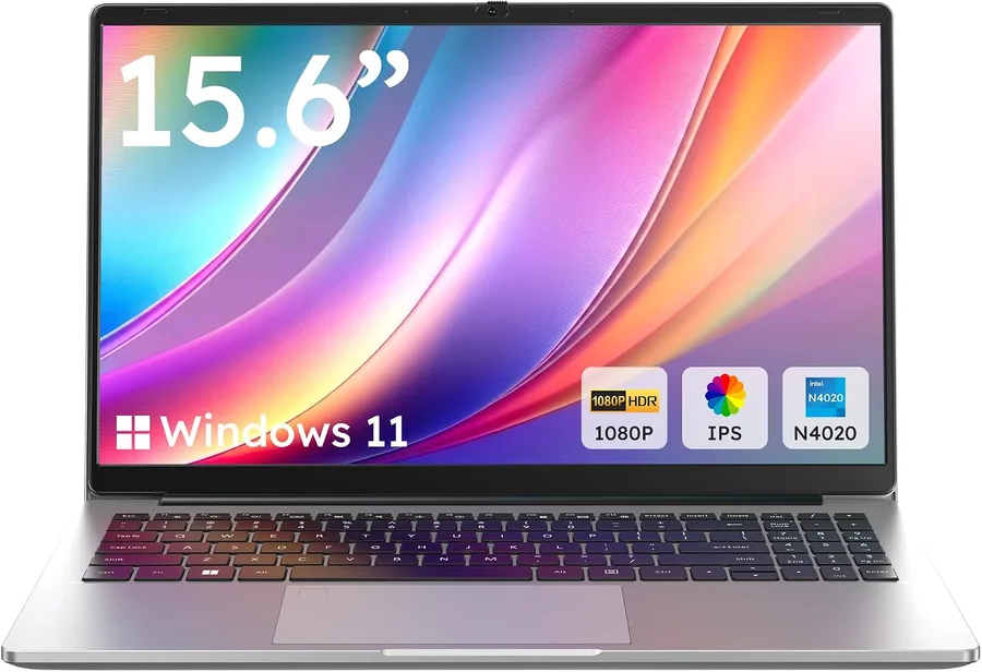 Amzboy 15.6” Windows 11 Laptop, N4020 CPU, 4GB RAM, 128GB eMMC, FHD Display | 45W PD Fast Charging, 180° Lay-Flat, Privacy Camera, Supports 1TB TF Card, WiFi 5, Thin & Lightweight