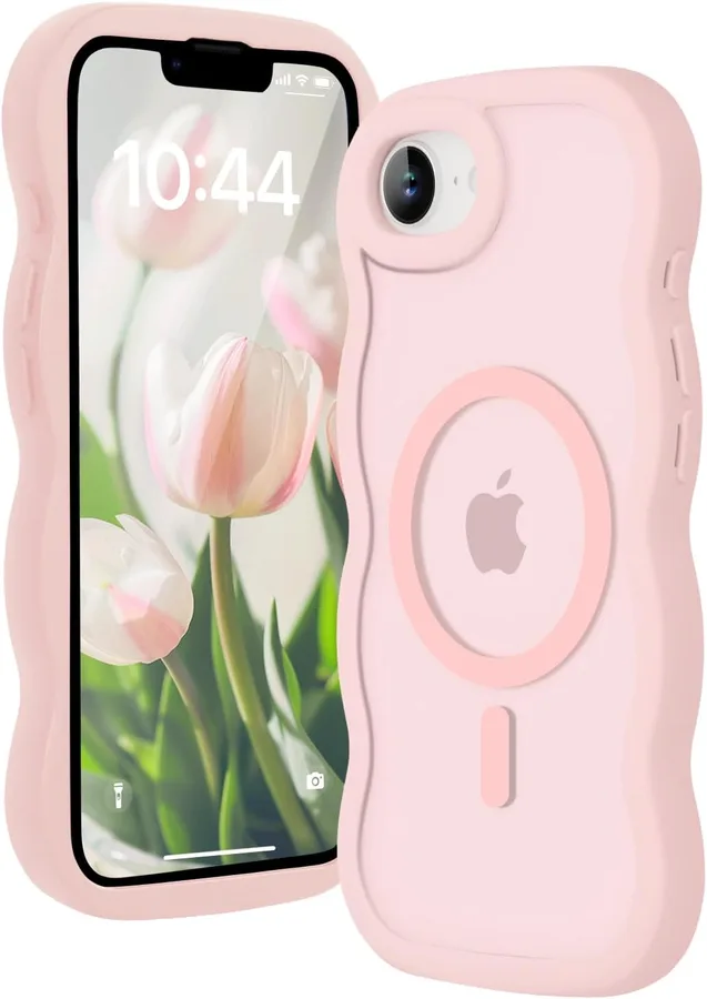Amzfield Magnetic for iPhone 16e for iPhone 17e Case, Compatible with Magsafe Wavy Frame Cute Design Translucent Matte Hard B