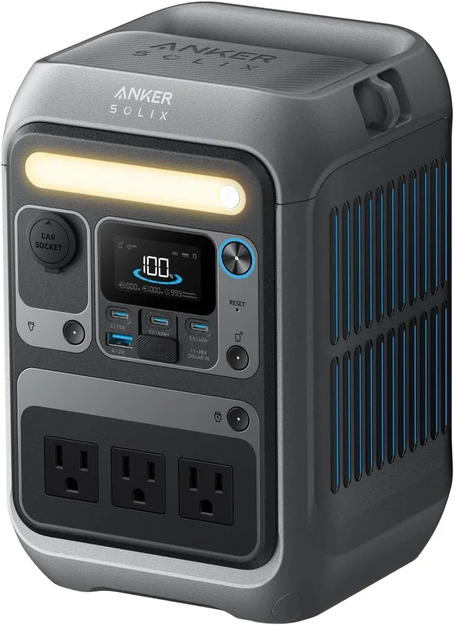 Anker Portable Power Station SOLIX C300, 288Wh LiFePO4 Backup Battery, 300W Solar Generator, 140W Two-Way Fast Charging, for