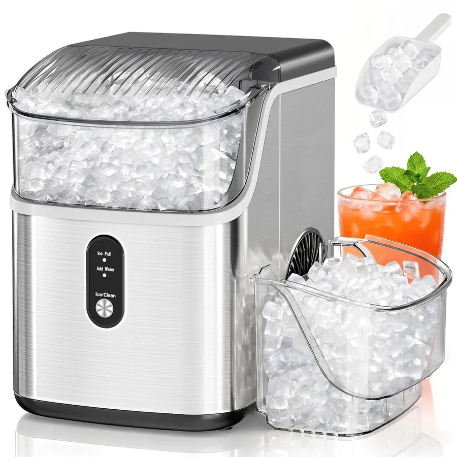 Antarctic Star Nugget Ice Makers Countertop, Pebble Ice Machine with Chewable Pellet Ice, 35Lbs/24H, Self-Cleaning, Sonic Ice, One-Click Operation, for Kitchen,Party Stainless Steel Silver | 35Lbs/24H, Self-Cleaning, Sonic Ice, Pebble Ice Machine,One-Click Operation, for Kitchen/Party, Stainless Ste