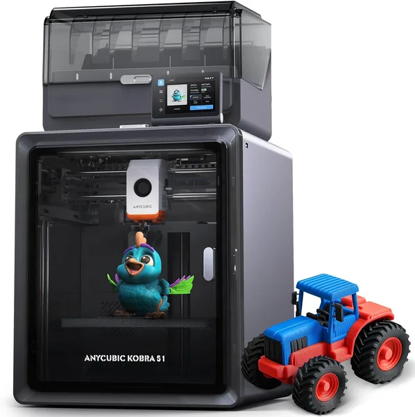 Anycubic Kobra S1 Combo Multi-Color 3D Printer with Active Filament Drying, 600mm/s High Speed CoreXY 3D Printer, Fully Enclo