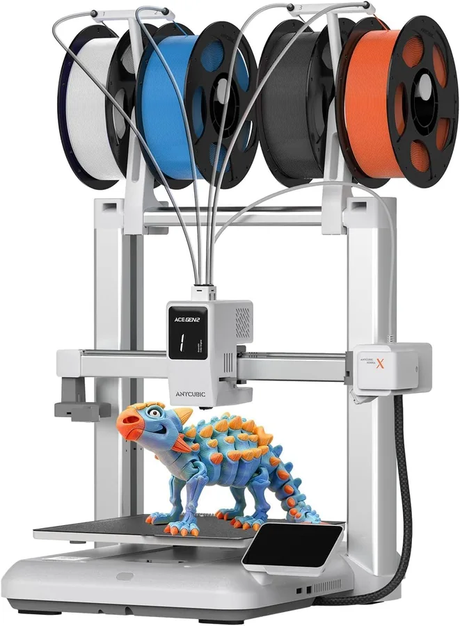 Anycubic Kobra X Multicolor 3D Printer, Easy Setup with Native 4-Color Printing Up 19 Color, 600mm/s Fast 3D Printing, AI Cam