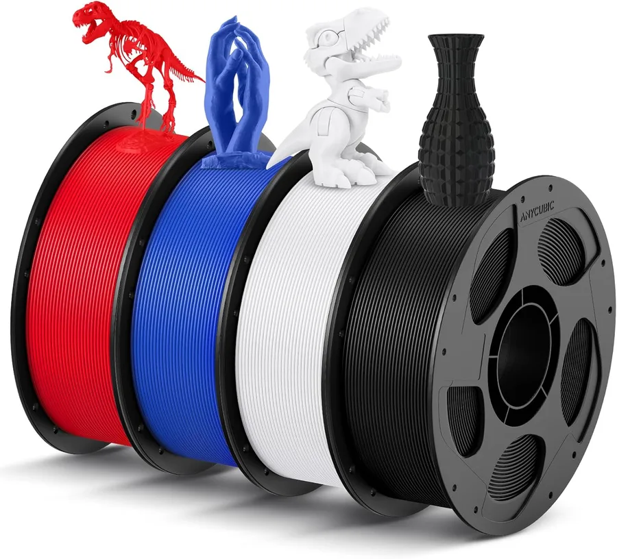 ANYCUBIC PLA Filament 1.75mm Bundle, 3D Printing PLA Filament 1.75mm Dimensional Accuracy +/- 0.02mm, 1KG Reusable Spool (2.2