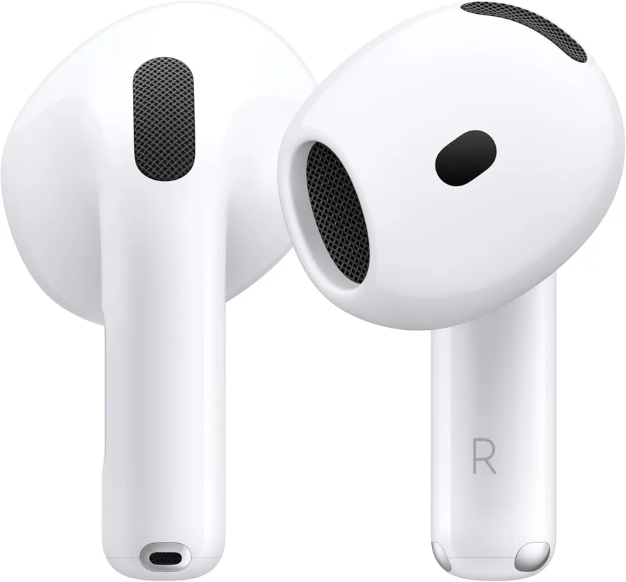 Apple AirPods 4 Wireless Earbuds, Bluetooth Headphones, Personalized Spatial Audio, Sweat and Water Resistant, USB-C Charging