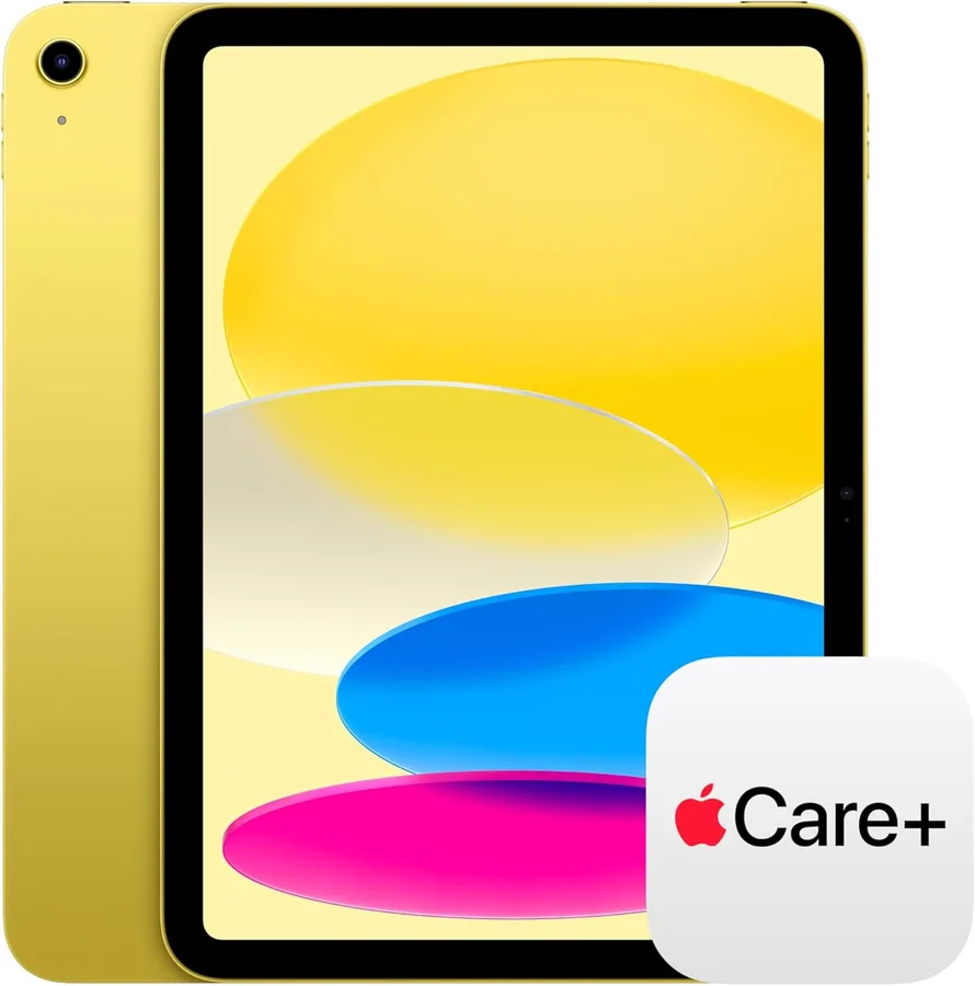 Apple iPad 11-inch: A16 chip, 11-inch Model, Liquid Retina Display, 512GB, Wi-Fi 6, 12MP Front/12MP Back Camera, Touch ID, All-Day Battery Life — Yellow with AppleCare+ (2 Years)