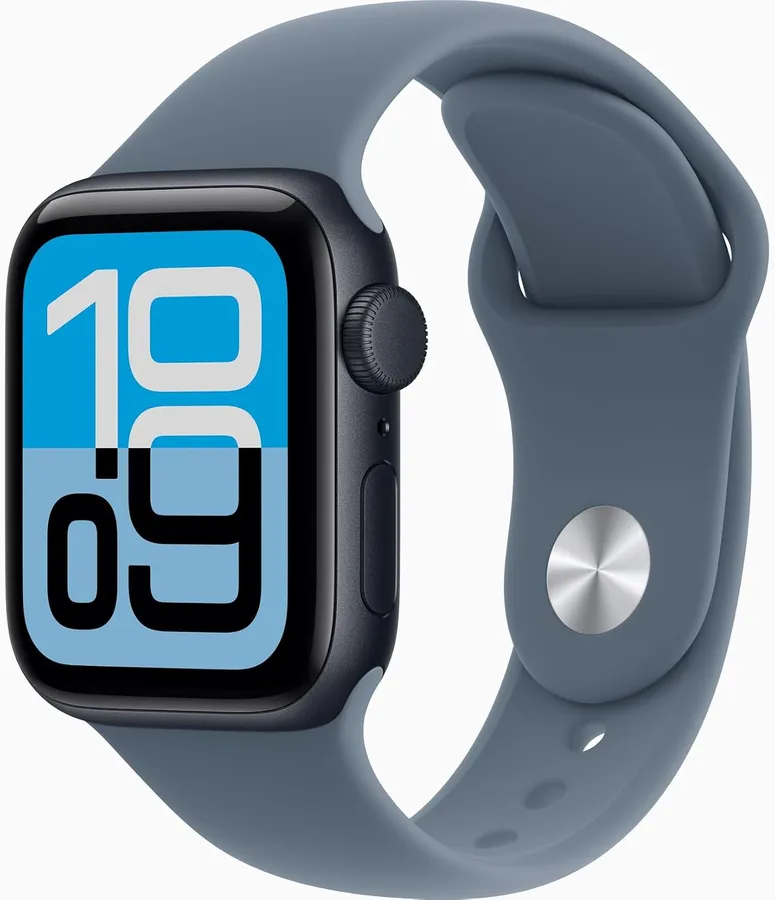 Apple Watch SE 3 [GPS + Cellular, 40mm] Midnight Aluminum Case with Anchor Blue Sport Band, S/M (Renewed)