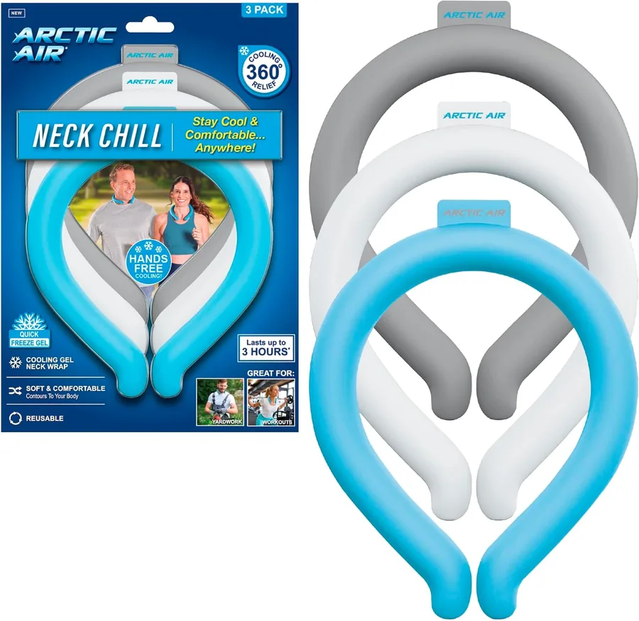 Arctic Air Neck Chill, Neck Cooling Tube, Hands Free Cooling, Quick Freeze Gel, Wearable Body Coolers for Hot Weather, Reusab