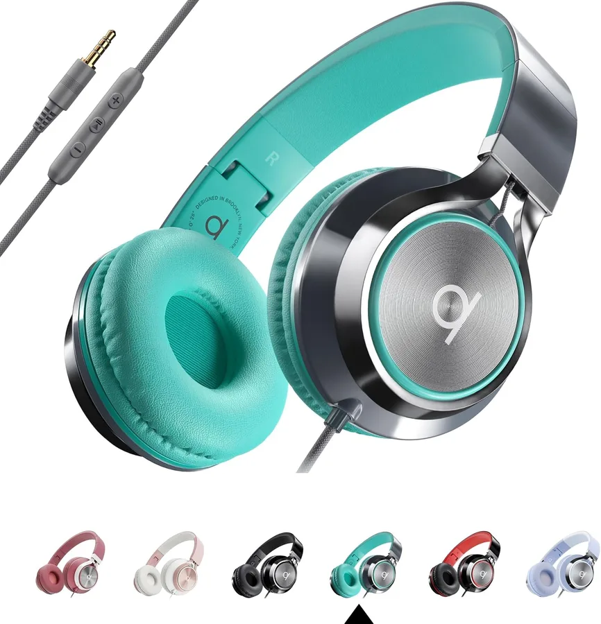 ARTIX CL750 Adults & Kids Headphones with Cord, Microphone & Volume Control - Wired Headphones with Mic, Plug In Teens Corded Head phones Wire for Laptop, Computer, Chromebook, iPad & Tablet 3.5mm Aux