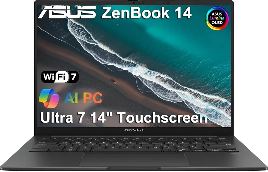 ASUS Zenbook 14 OLED Touchscreen AI PC Laptop,14" FHD+, Intel Core Ultra 7 255H (> i9-13900H), 16GB DDR5 RAM, Backlit, 2x Thunderbolt 4, Wi-Fi 7, IST Computer Customized 512GB/1TB/2TB SSD, Win 11 Pro