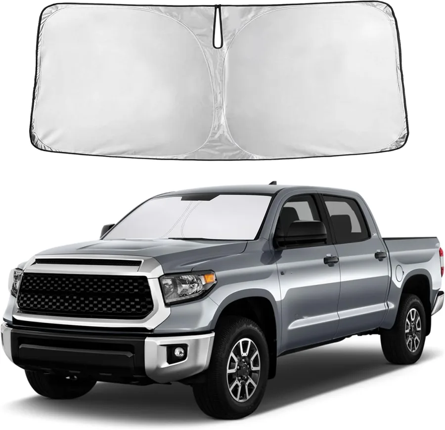 Autovir Windshield Sun Shade Fit for 2007-2019 2020 2021 Toyota Tundra | Sunshade, Front Car Window Shades Sun Visor, Blocks UV Rays & Heat, Car Accessories